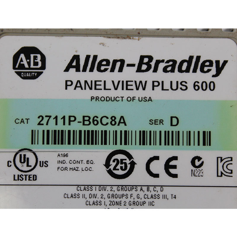 Allen Bradley 2711P-B6C8A touch screen