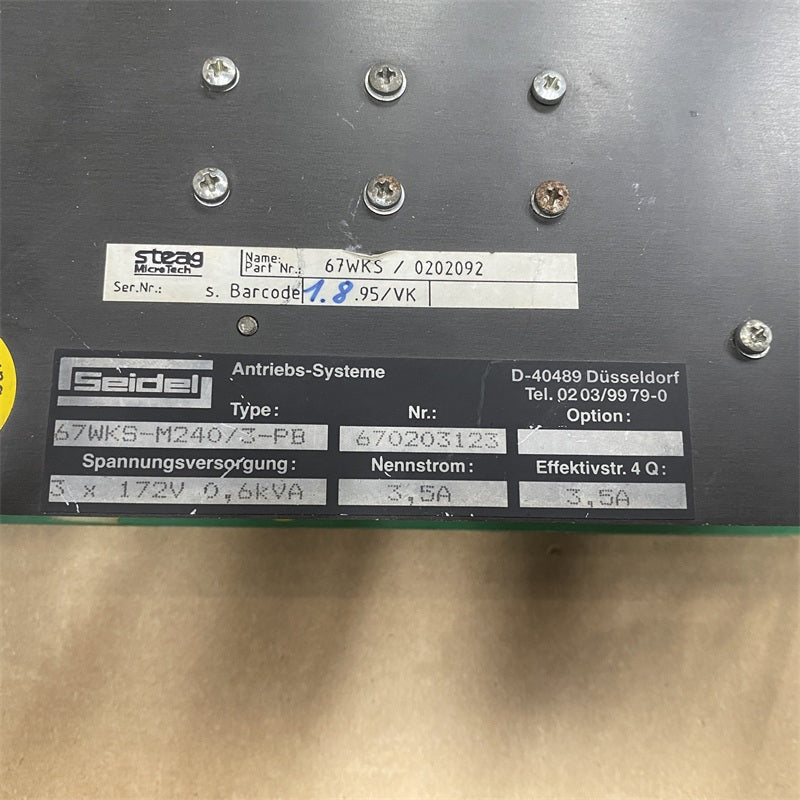 SEIDEL KOLLMORGEN 67WKS-M240/3-PB DRIVE Board