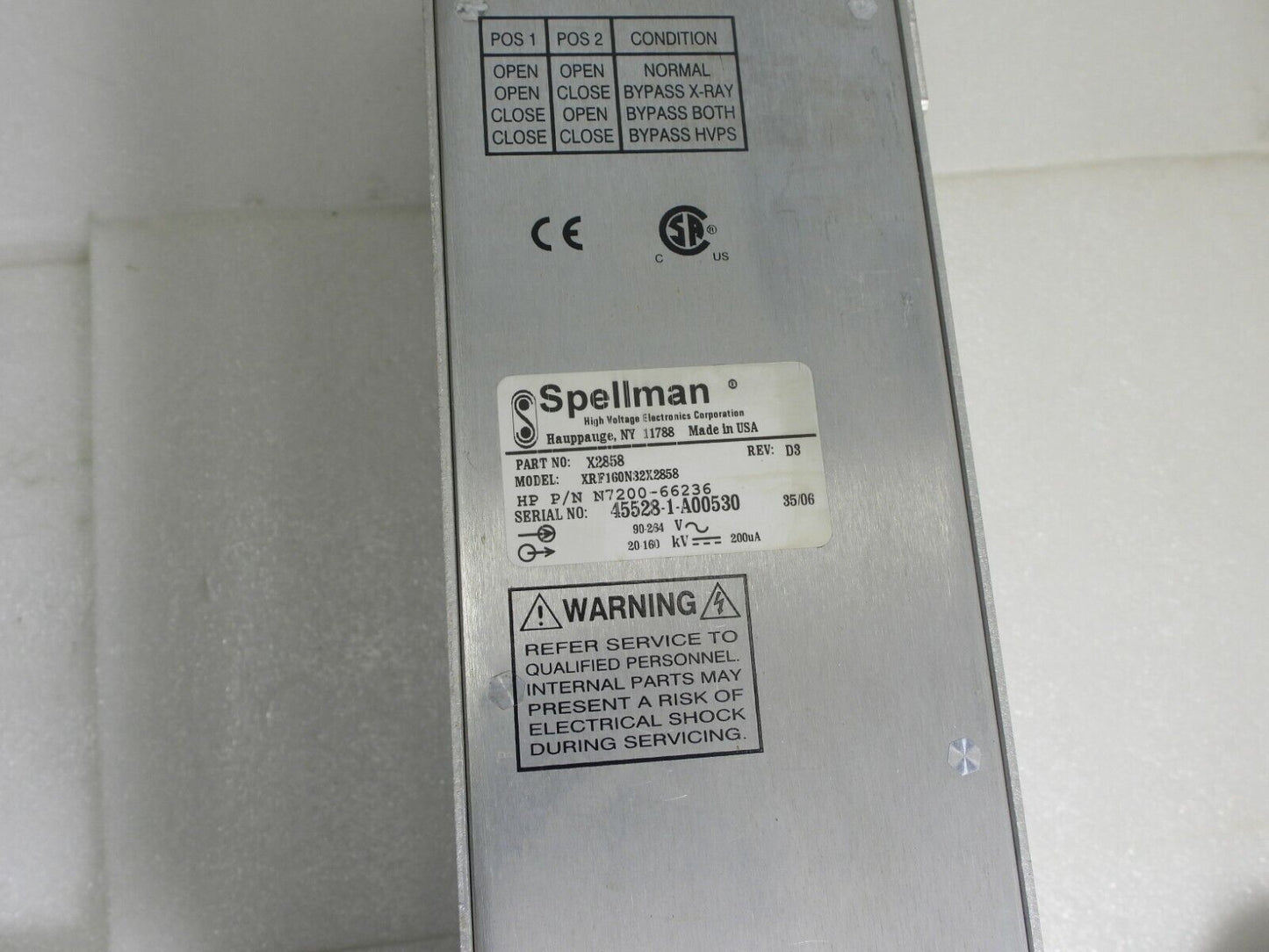 SPELLMAN XRF160N32X2858 X2858 high voltage power supply