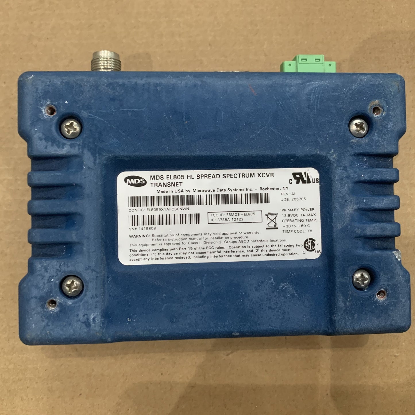 MDS TransNet 900 EL805 HL Spread Spectrum XCVR Transceiver