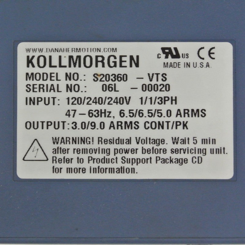 Kollmorgen S20360-VTS Servo Driver INPUT