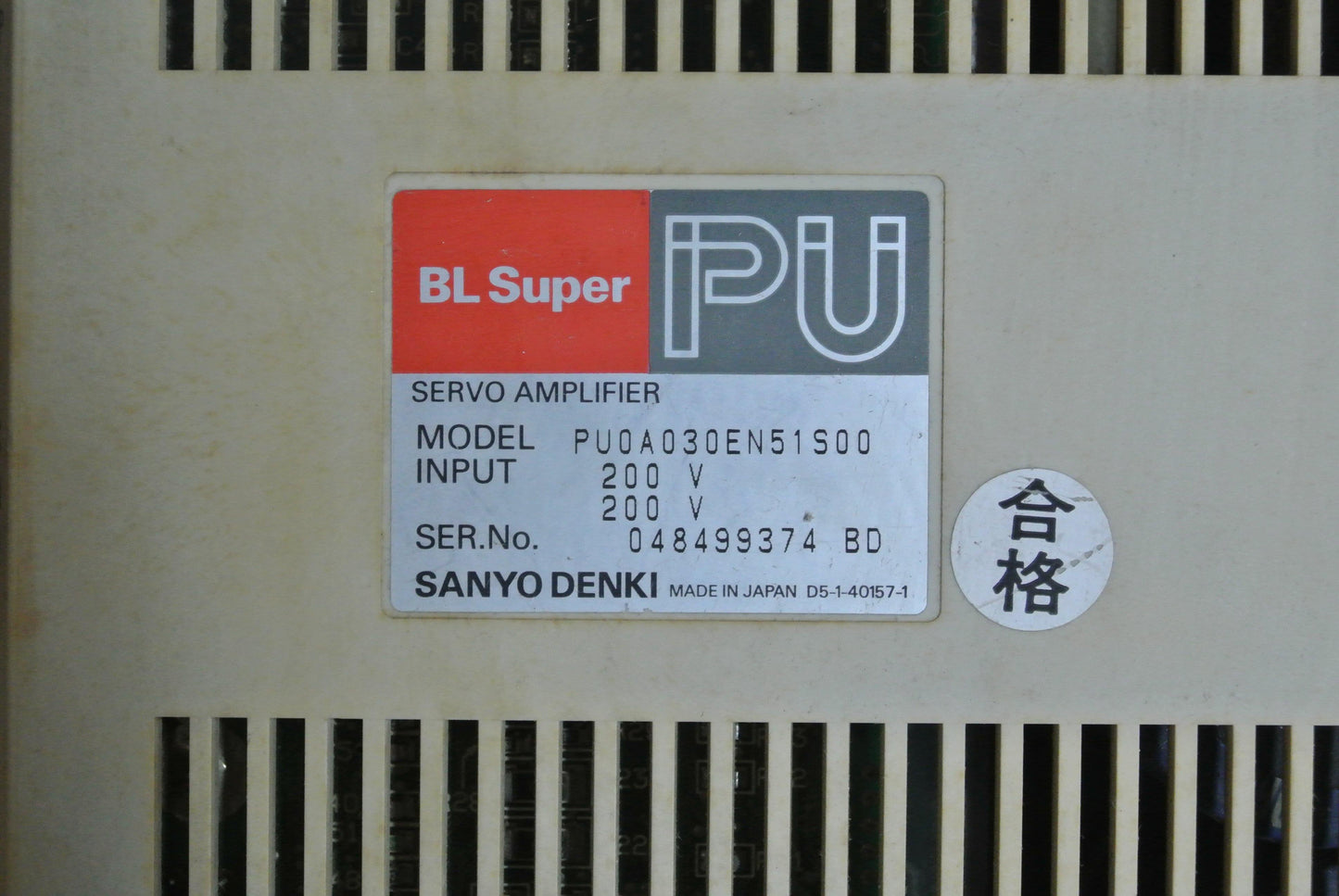 SANYO Denki PU0A030EN51S00 AC Servo Drive Input 200V - Pulingma Automation