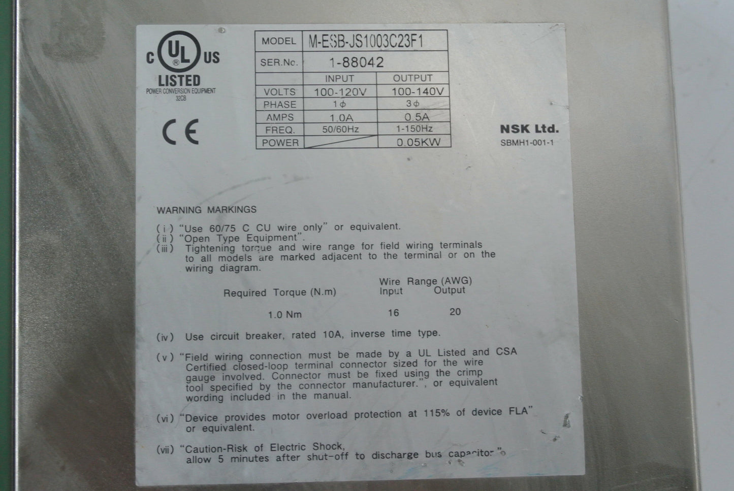 NSK ESB-JS1003C23F1-03 Servo Drive Series 1-88042 - Pulingma Automation