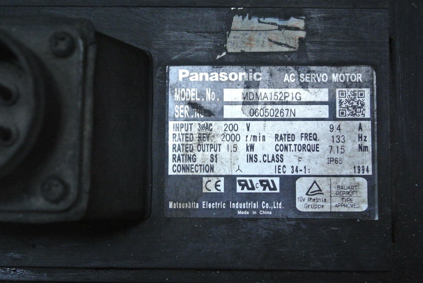 Panasonic MDMA152P1G AC Servo Motor Input 200V 1.5kW - Pulingma Automation
