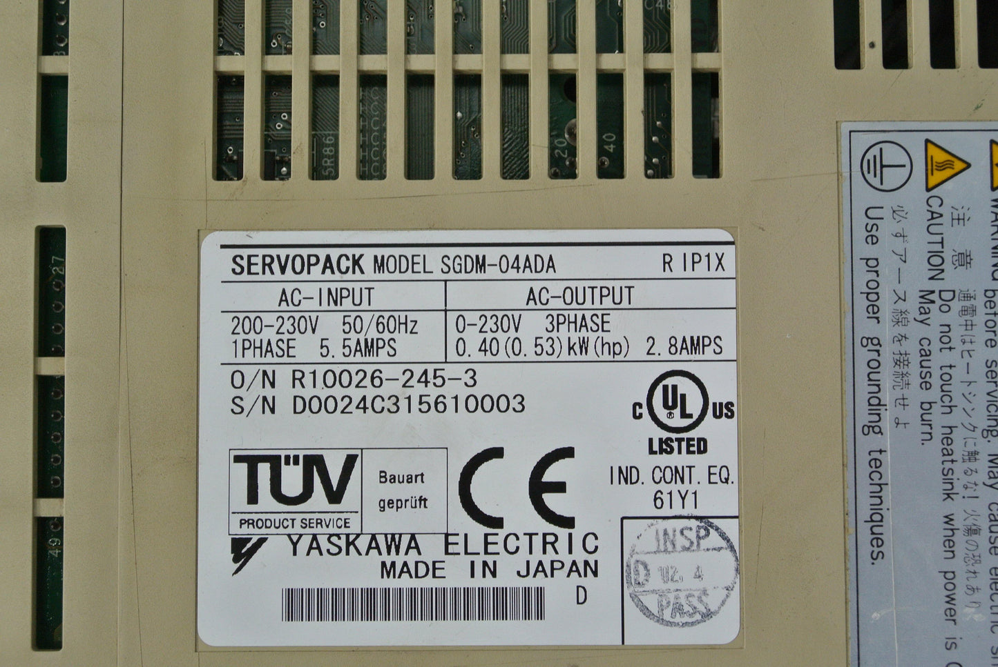 YASKAWA SGDM-04ADA AC Servo Drive Input 200-230V - Pulingma Automation
