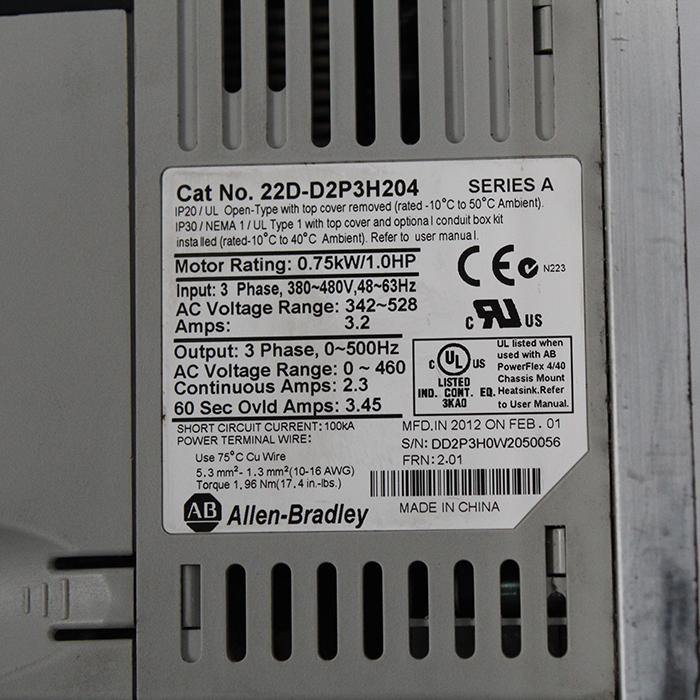 Allen Bradley 22D-D2P3H204 0.75kw 380-480V Frequency Converter - Pulingma Automation
