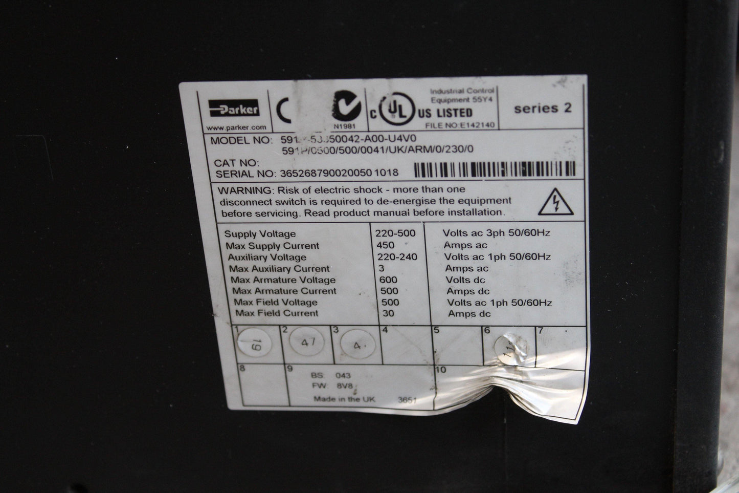 Parker 591P-53350042-A00-U4A0 DC Speed Regulator - Pulingma Automation