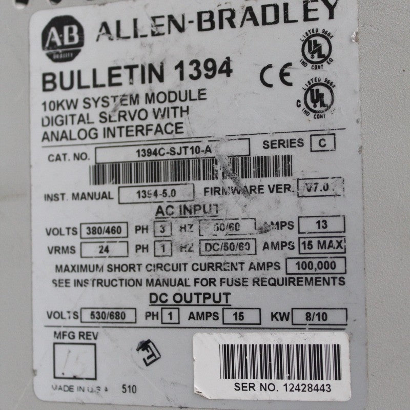 Allen Bradley 1394C-SJT10-A Digital Servo Controller