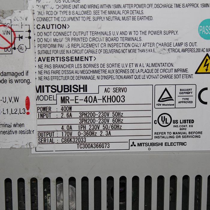 Mitsubishi MR-E-40A-KH003 AC Servo Drive 400W Input 200-230V - Pulingma Automation