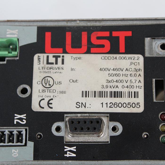 Lust CDD34.006.W2.2 Servo Drive Inout 400-460VAC 3ph - Pulingma Automation