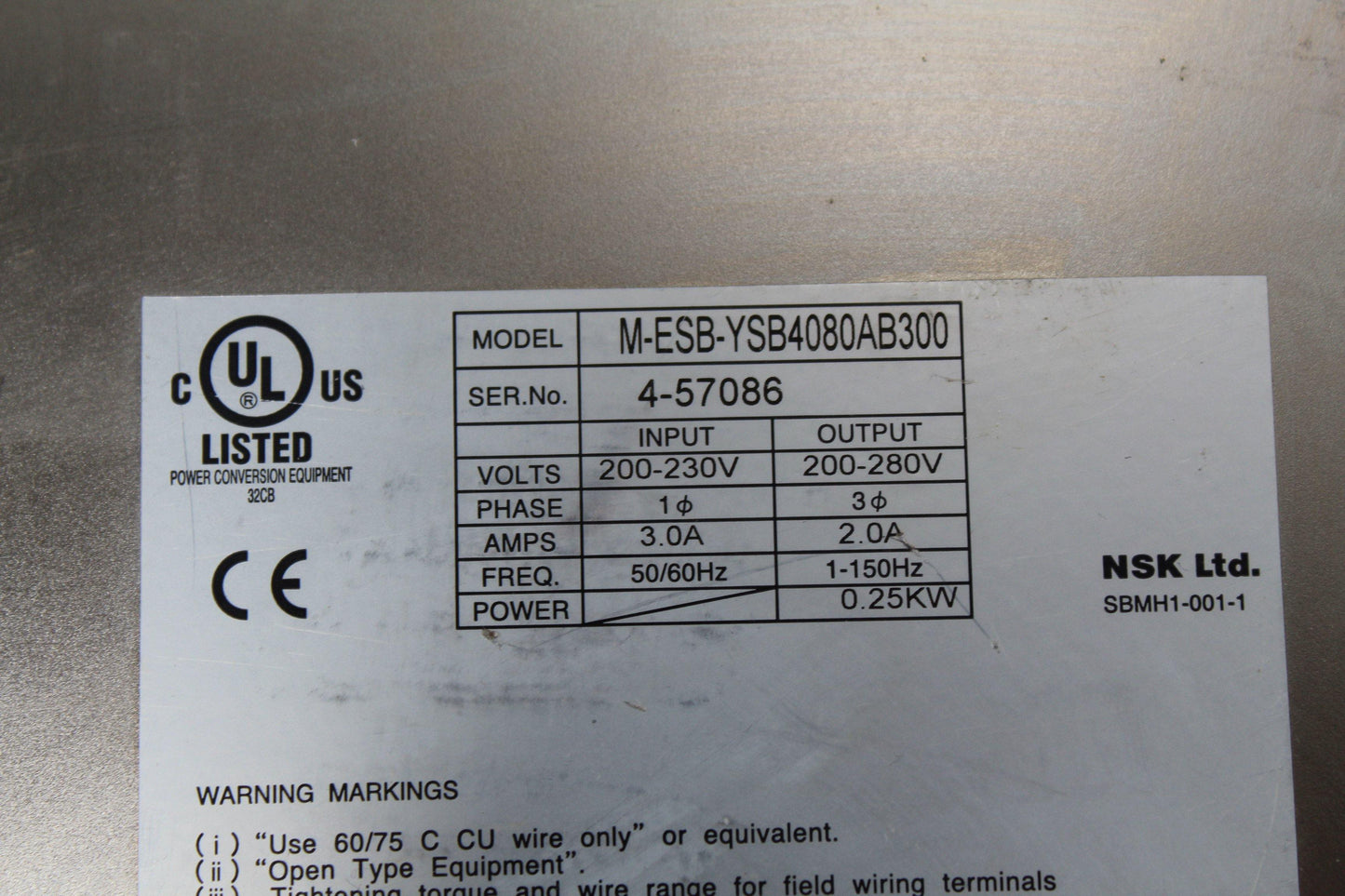 NSK ESB-YSB4080AB300-03 Servo Drive Series 4-57086-700 - Pulingma Automation