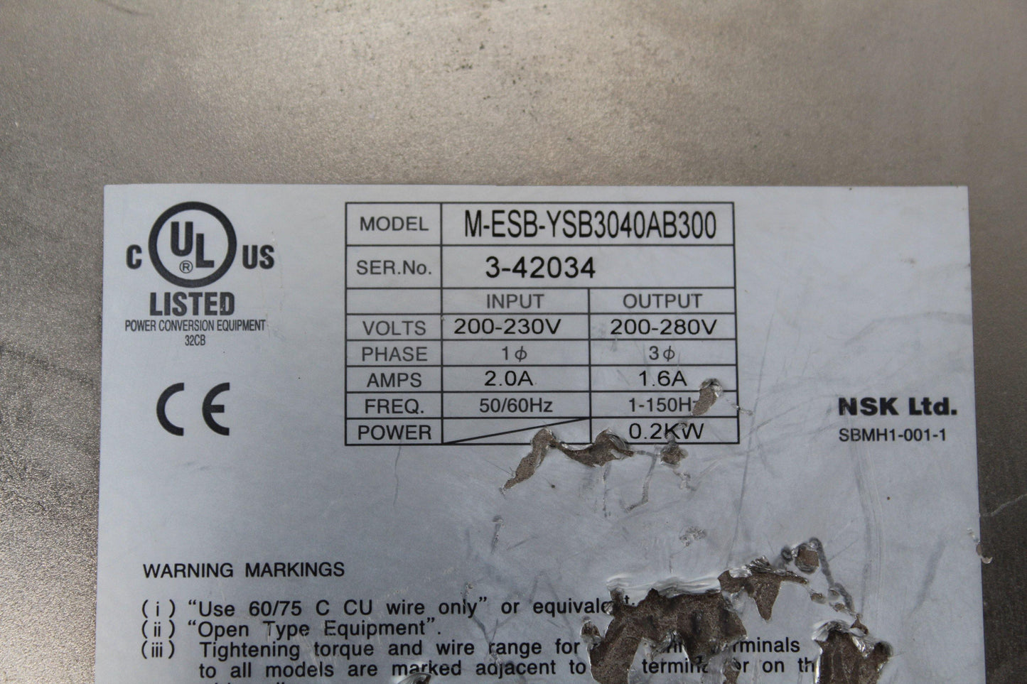 NSK ESB-YSB3040AB300-01 Servo Drive Series 3-42034-700 - Pulingma Automation