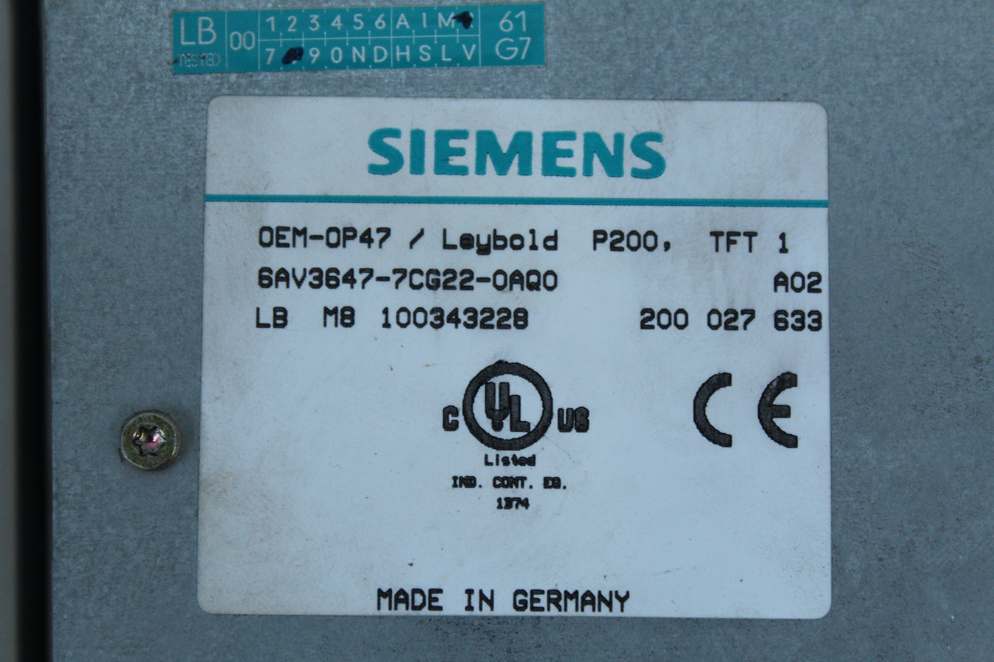 Siemens 6AV3647-7CG22-0AQ0 OEM-OP47 Operator Panel - Pulingma Automation