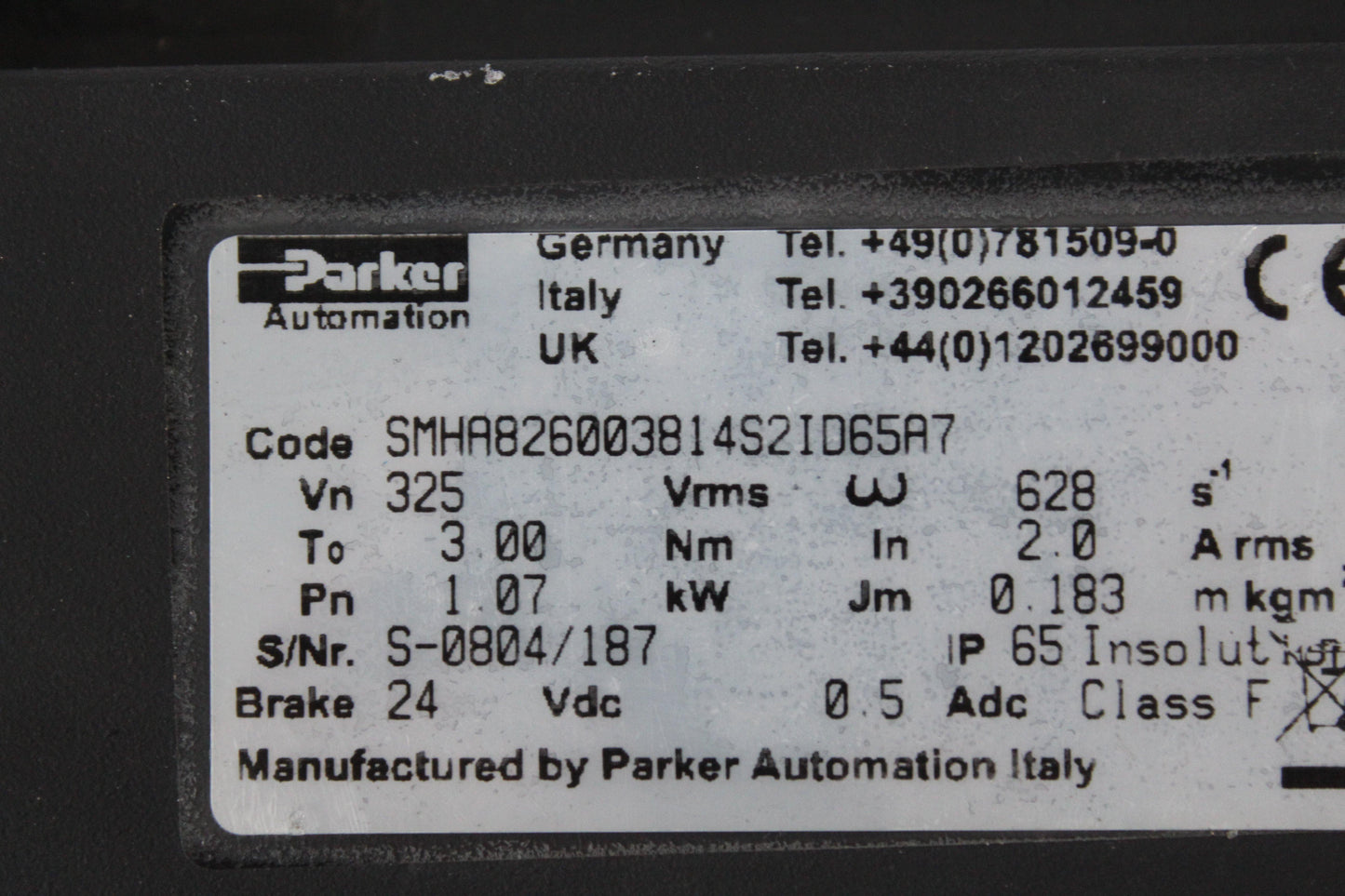 Parker SMHA826003814S2ID65A7 Servo Motor - Pulingma Automation