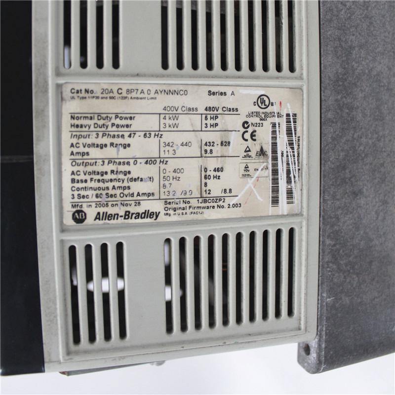 Used Allen Bradley PowerFlex70 AC Drive, Inverter 20AC8P7A0AYNNNC0 - Pulingma Automation