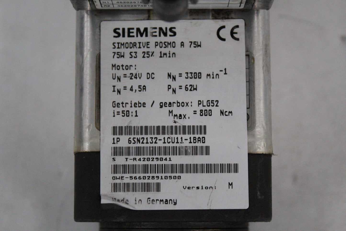 SIEMENS 6SN2132-1CU11-1BA0 Motor Simodrive Posmo A 75W - Pulingma Automation