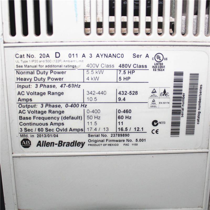 Used Allen Bradley PowerFlex70 AC Drive, Inverter 20AD011A3AYNANC0 - Pulingma Automation