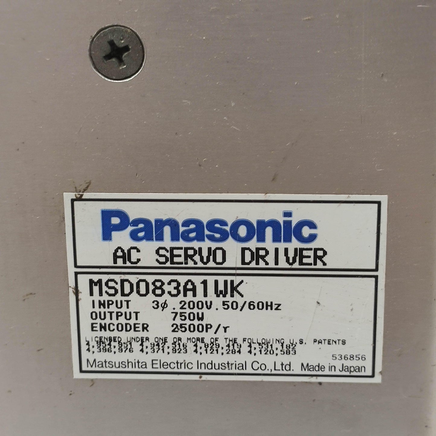 Panasonic MSD083A1WK AC Servo Drive Input 200V - Pulingma Automation