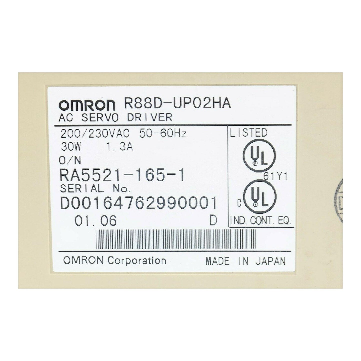 New Original Omron AC Servo Driver 30W R88D-UP02HA - Pulingma Automation