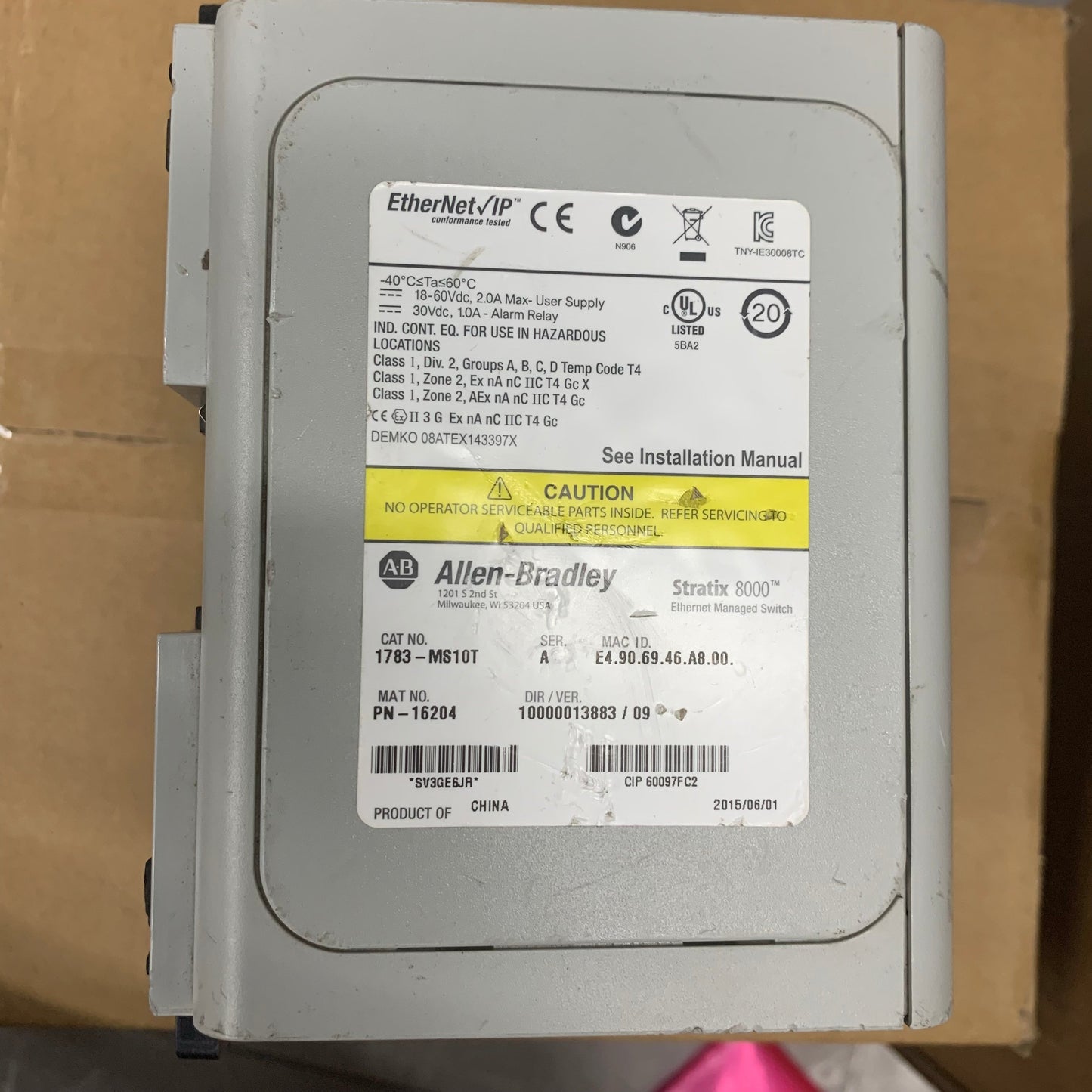 ALLEN BRADLEY 1783-MS10T STRATIX 8000 ETHERNET MANAGED SWITCH