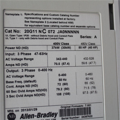 Allen Bradley 20G11NC072JA0NNNNN Inverter