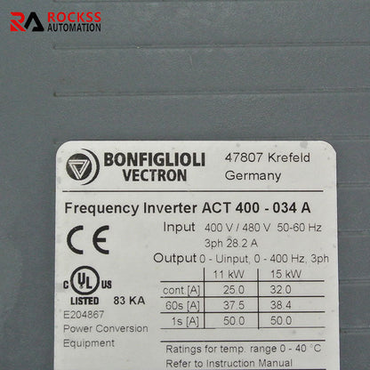 BONFIGLIOLI VECTRON ACT400-034A Inverter  11kw-15kw