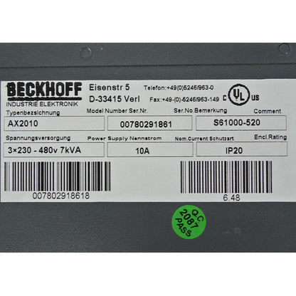 Beckhoff AX2010 servo driver