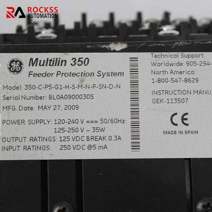 GE 350-C-P5-G1-H-S-M-N-P-SN-D-N Feeder Protection System