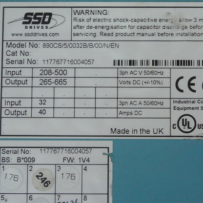 Eurotherm 890CS/5/0032B/B/00/N/EN DC Governor