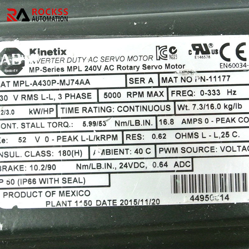 Allen Bradley MPL-A430P-MJ74AA motor