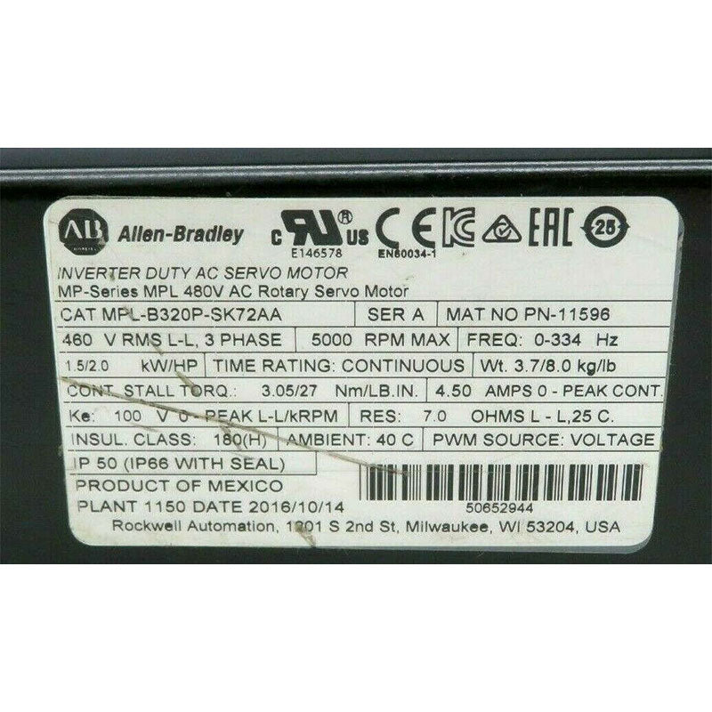 Allen Bradley MPL-B420P-SK72AA motor