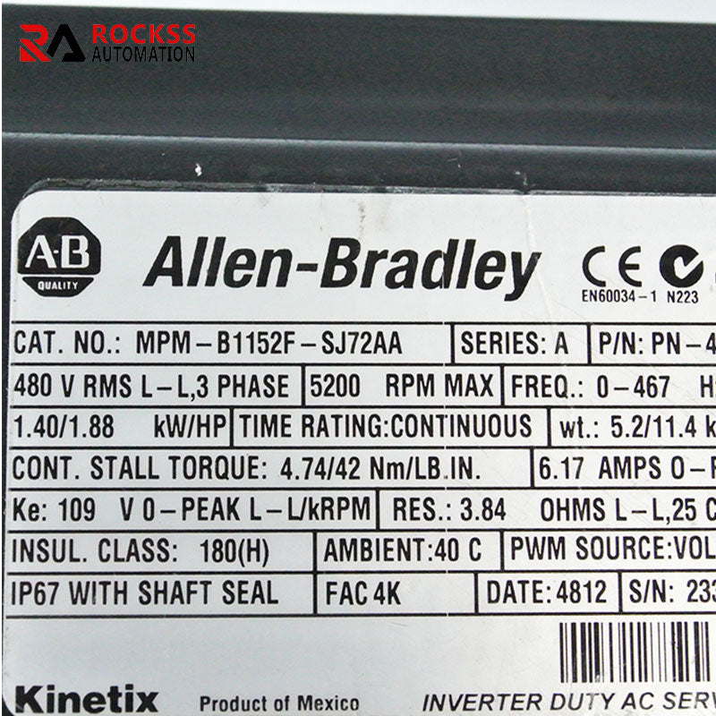 Allen Bradley MPM-B1152F-SJ72AA motor