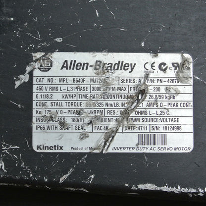 Allen Bradley MPL-B640F-MJ72AA servo motor