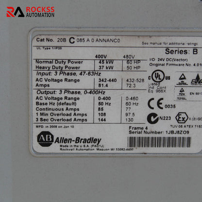 Allen Bradley 20BC085A0ANNANC0 AC Drive