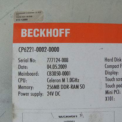 BECKHOFF CP6221-0002-0000 Industrial Computer