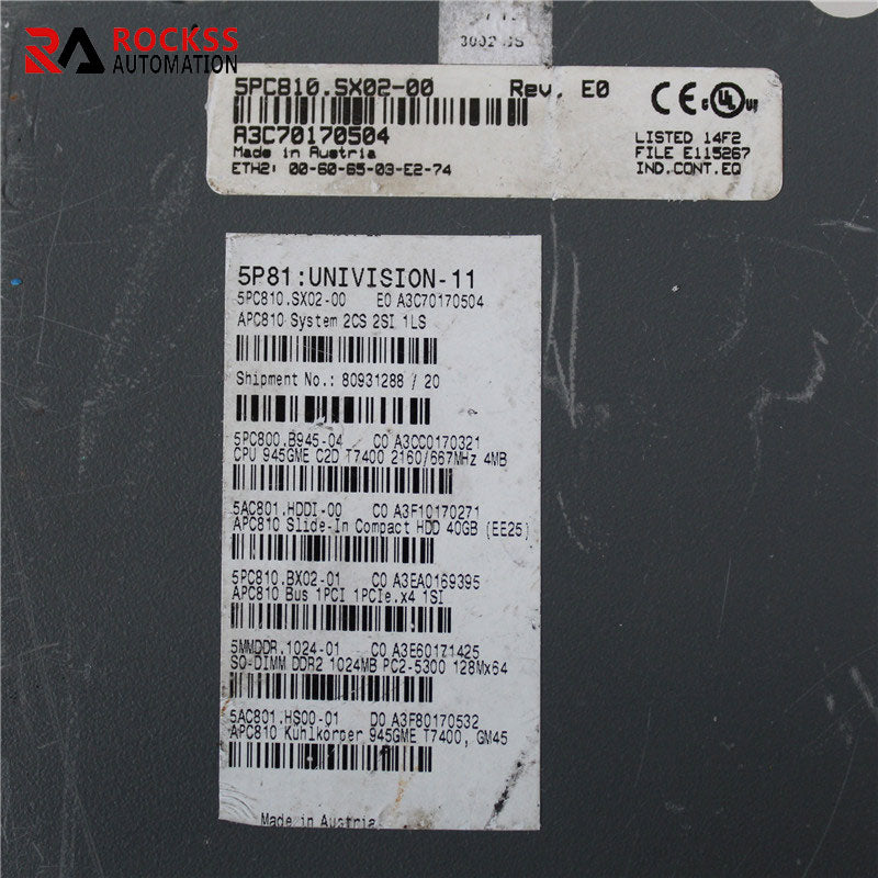 B&R 5PC810.SX02-00 5P81：UNIVISION-11 Industrial Computer