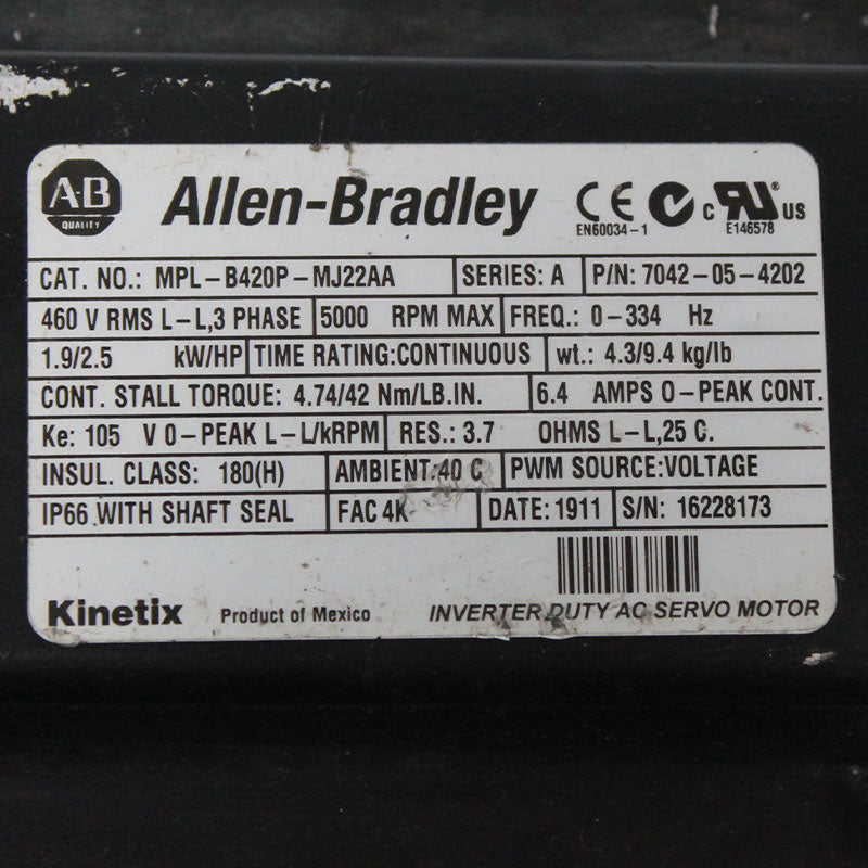 Allen Bradley MPL-B420P-MJ22AA motor