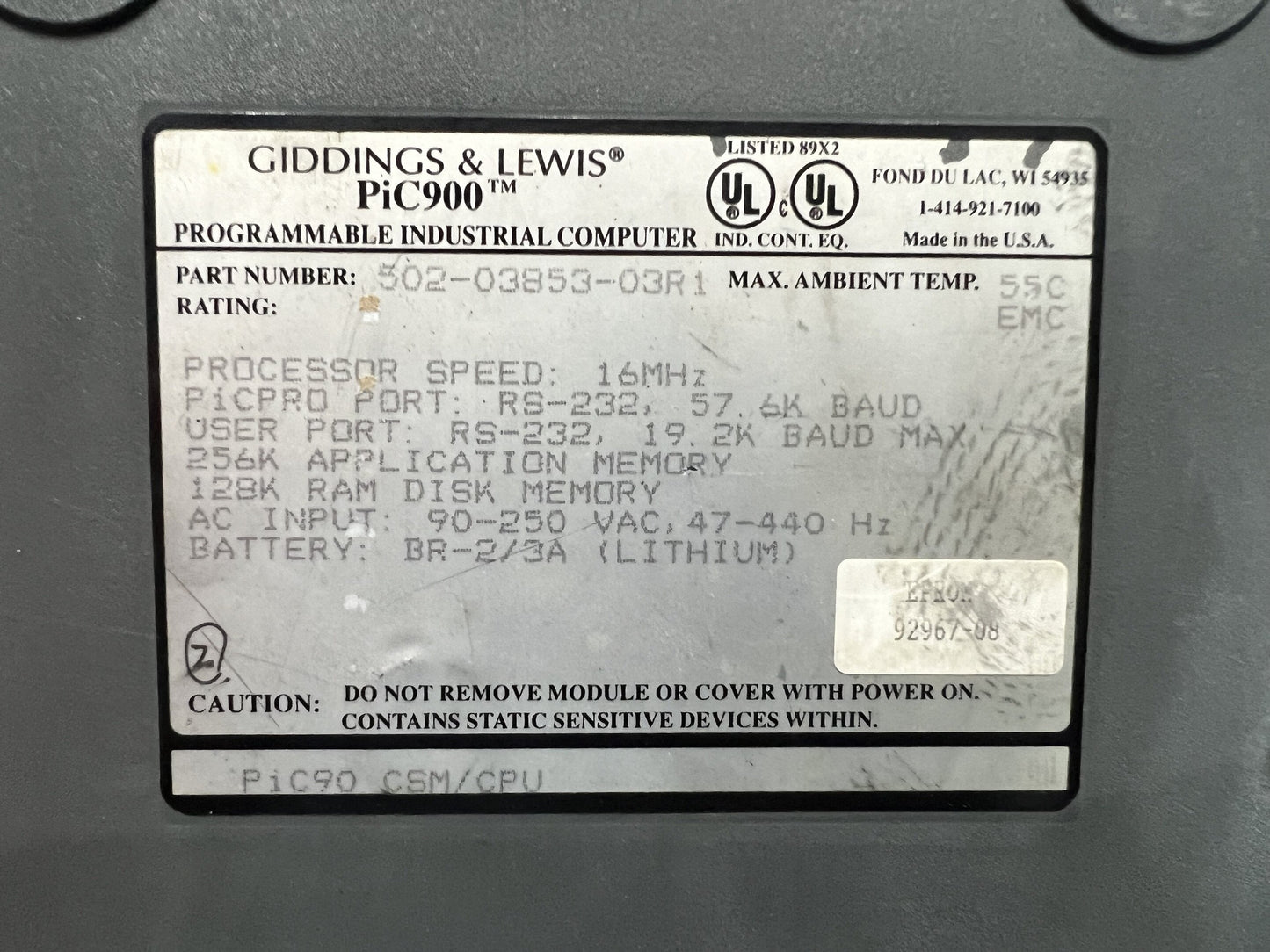GIDDINGS&LEWIS 502-03853-03R1 CPU Module
