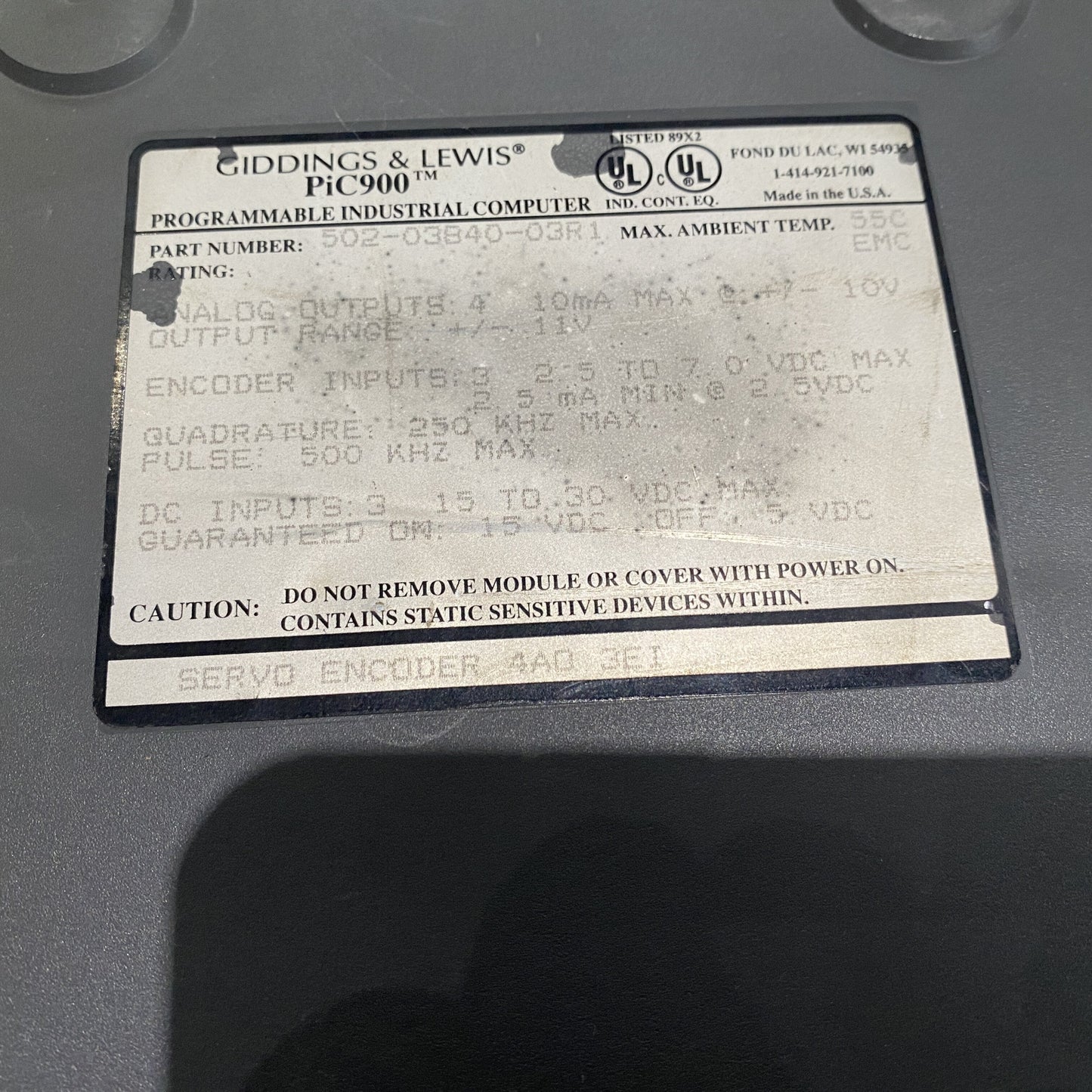 GIDDINGS & LEWIS Servo Encoder 502-03840-03R1
