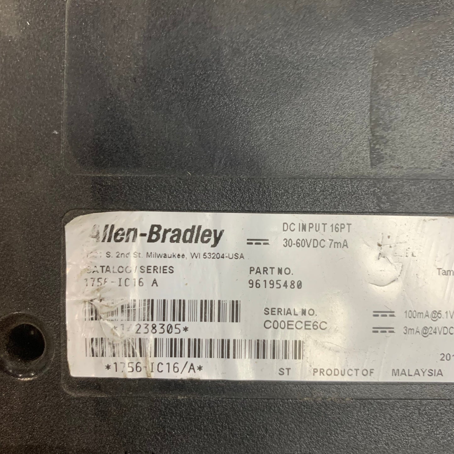 ALLEN BRADLEY 1756-IC16 ControlLogix 16-point digital input module