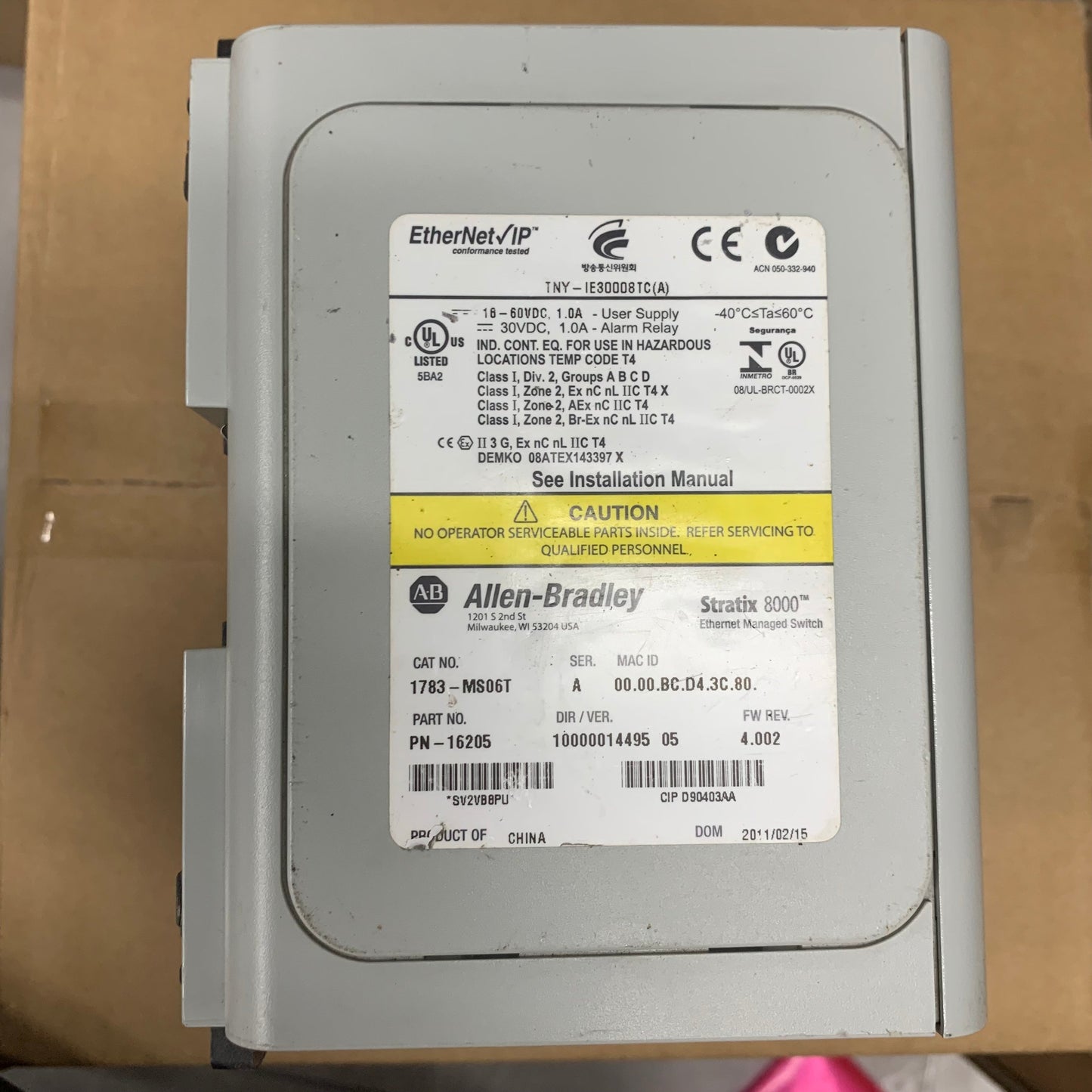 Allen Bradley STRATIX 8000 Ethernet Managed Switch 1783-MS06T