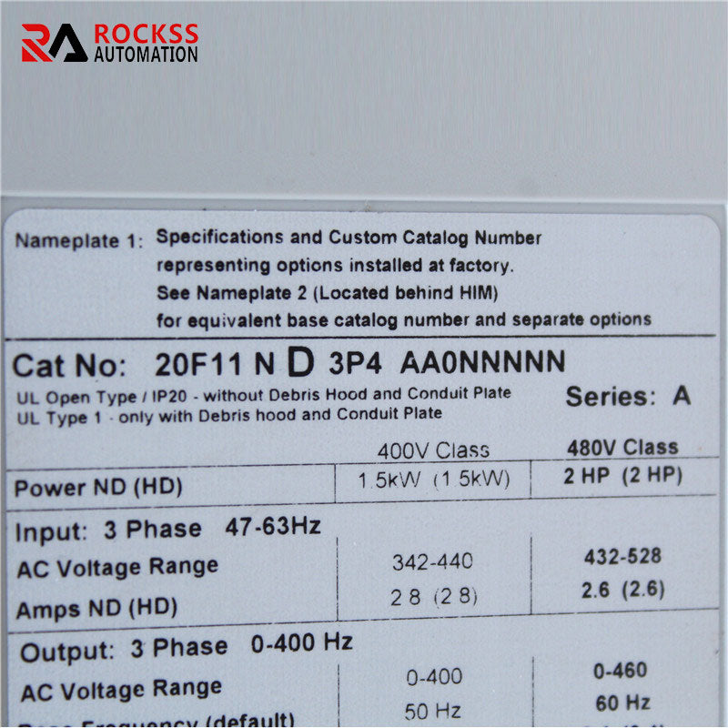 Allen Bradley 20F11ND3P4AA0NNNNN 753 Series Inverter 1.5KW