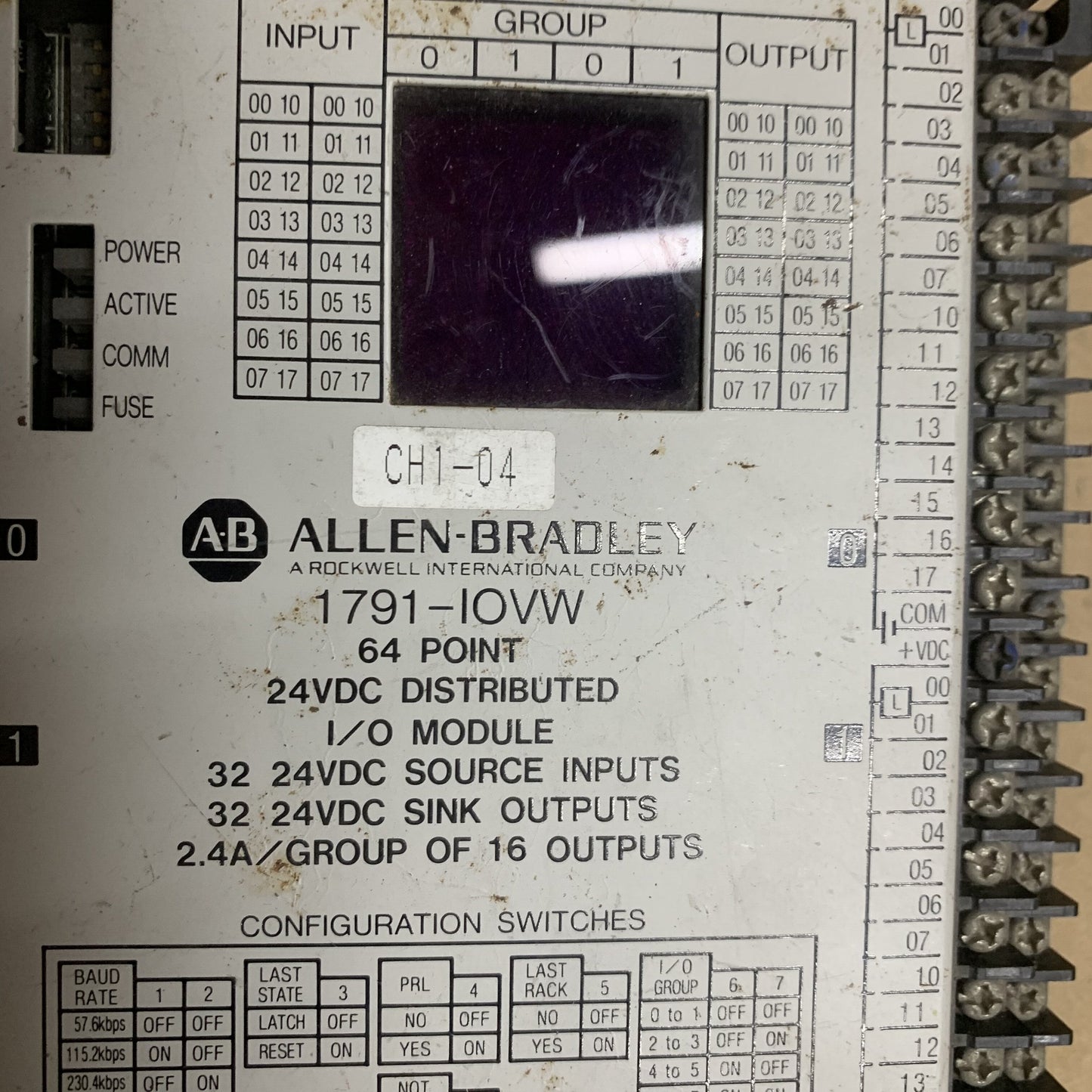 Allen Bradley 1791-IOVW 64 POINT 24DC DISTRIBUTED I/O MODULE