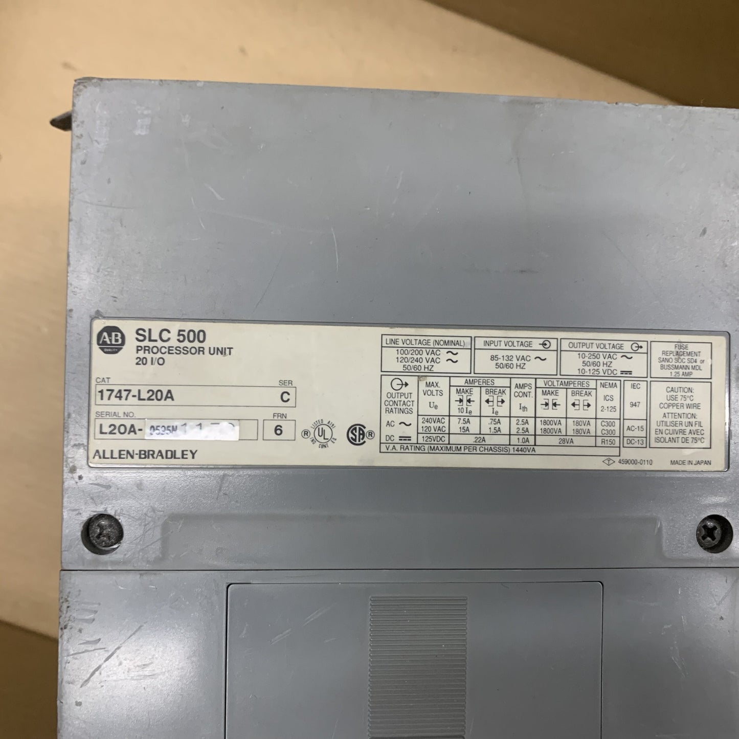 Allen-Bradley 1747-L20A SLC 500 20 I/O Processor Unit