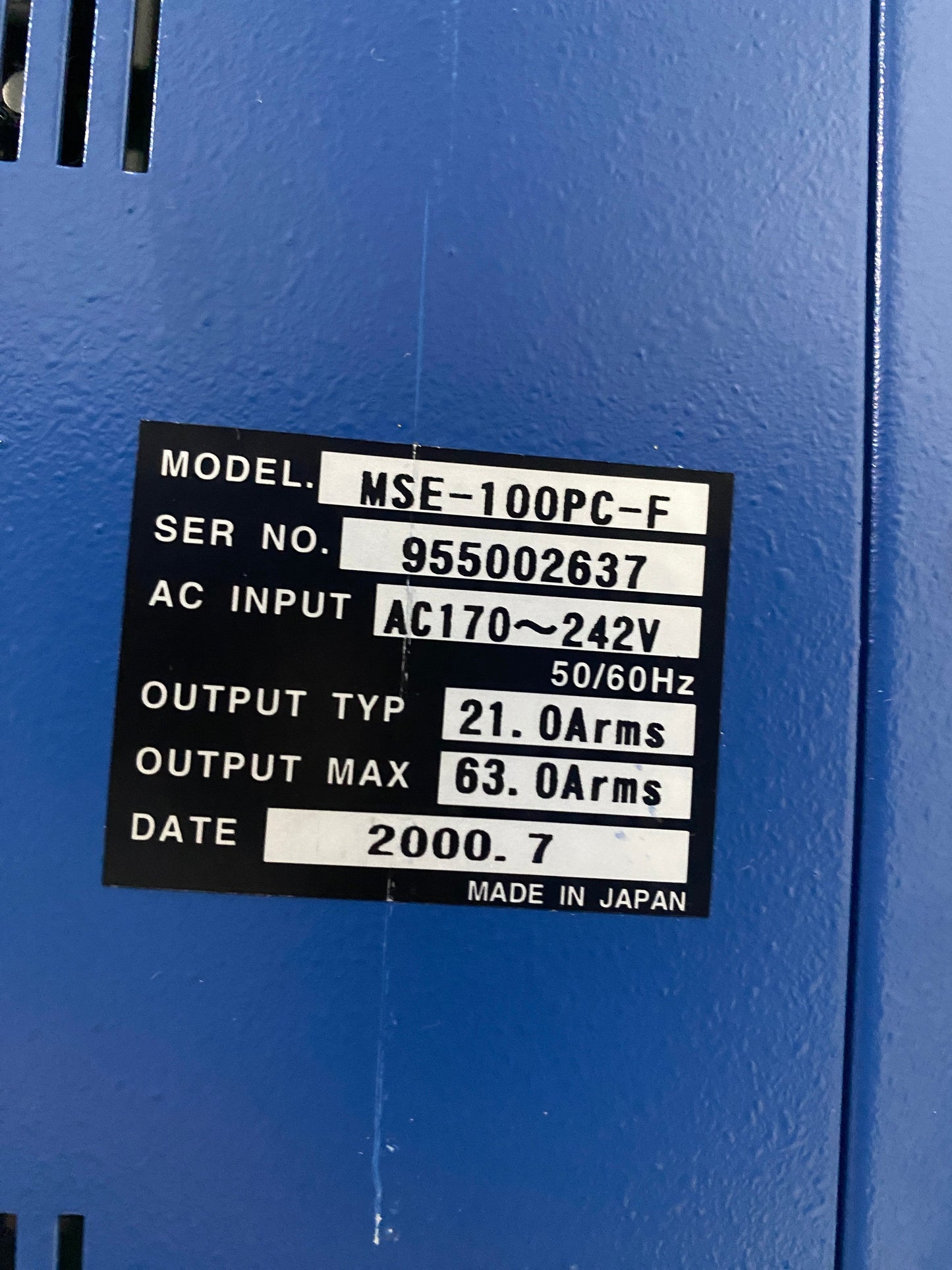 Sumitomo MSE-100PC-F AC Servo Drive