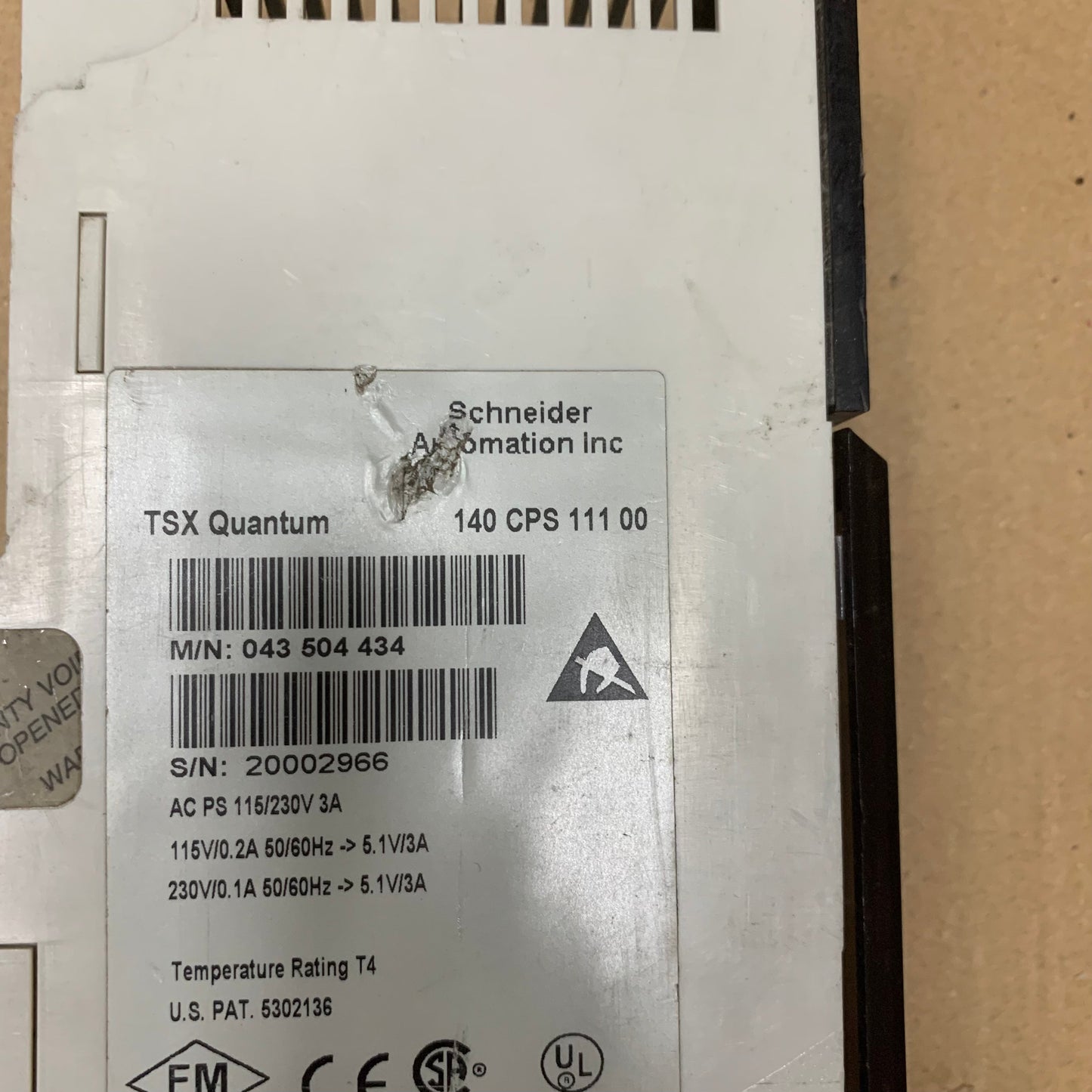 SCHNEIDER ELECTRIC 140CPS11100 POWER SUPPLY