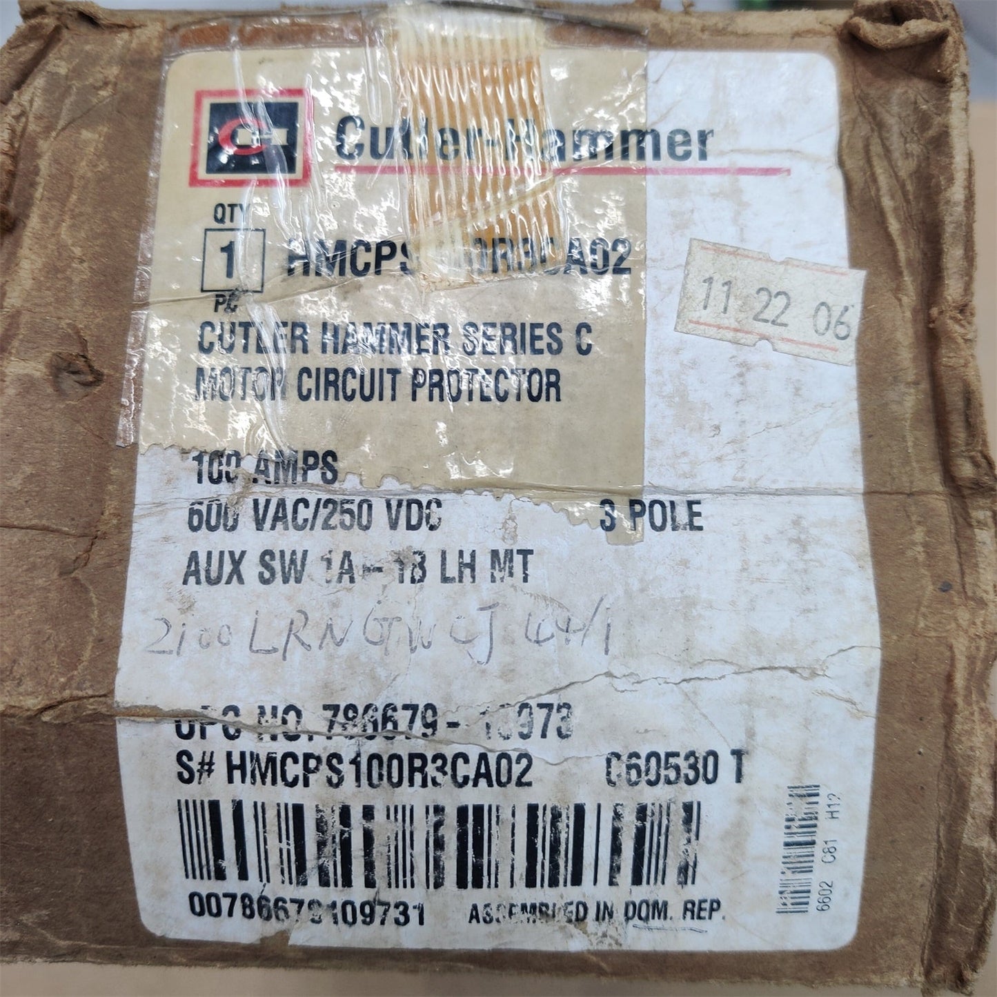 EATON Cutler-Hammer HMCPS100R3CA02 Circuit Breaker