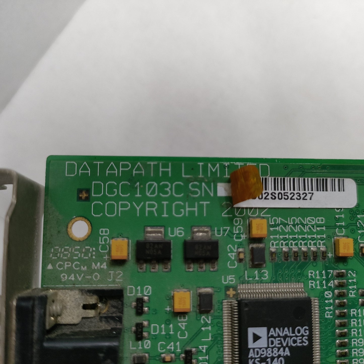 DATAPATH LIMITED DGC103 CCOPYRIGHT 2002 Video Capture Card