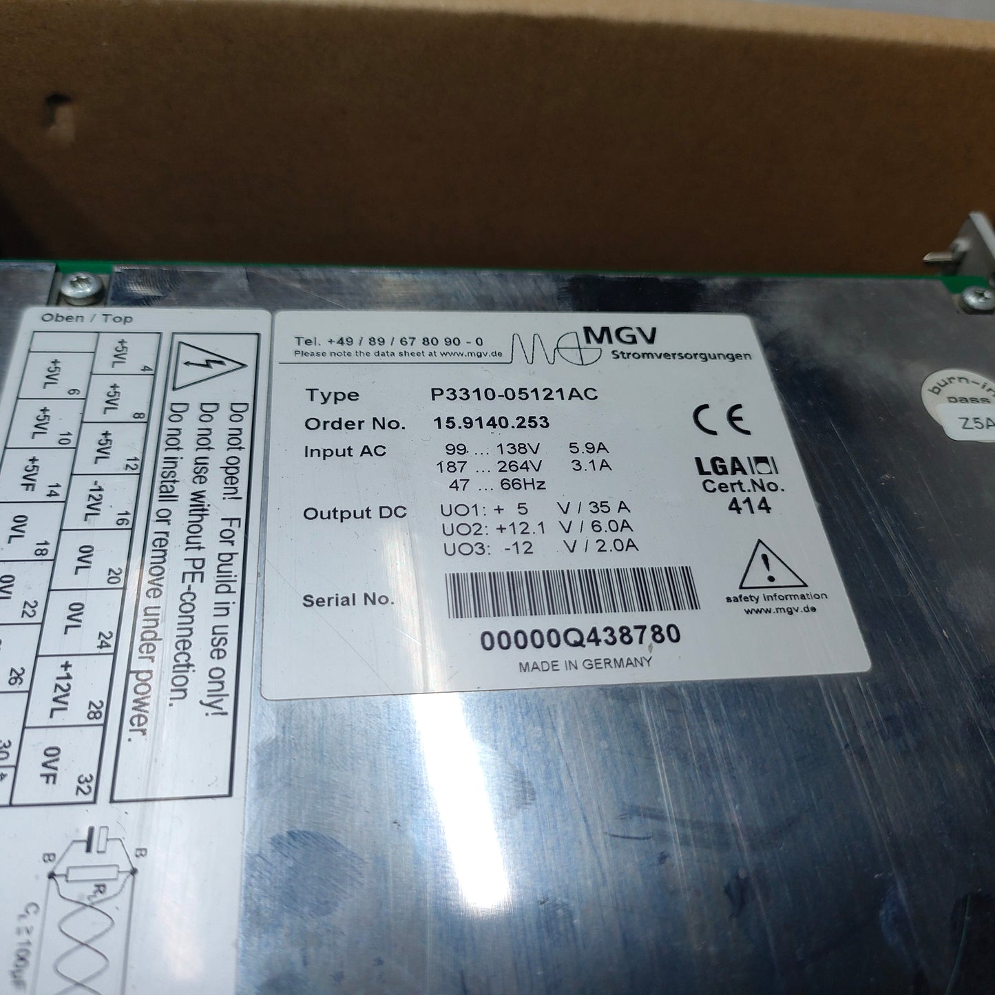 MGV P3310-05121AC POWER SUPPLY