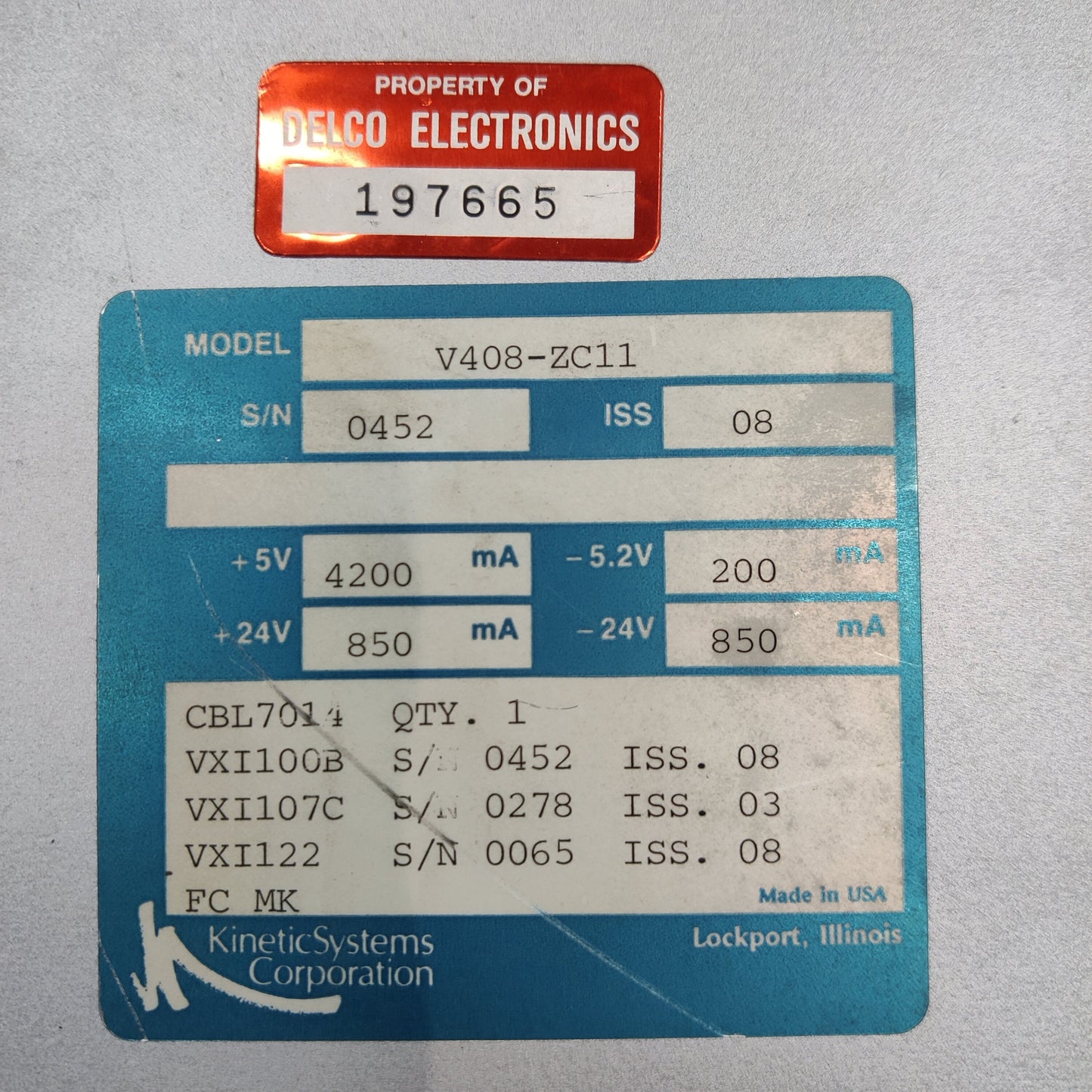 KINETICSYSTEMS V408-ZC11 Card